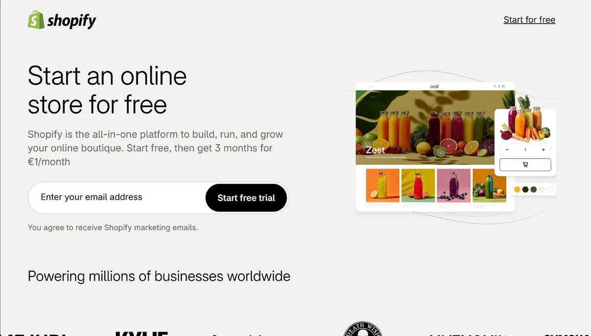 Shopify homepage