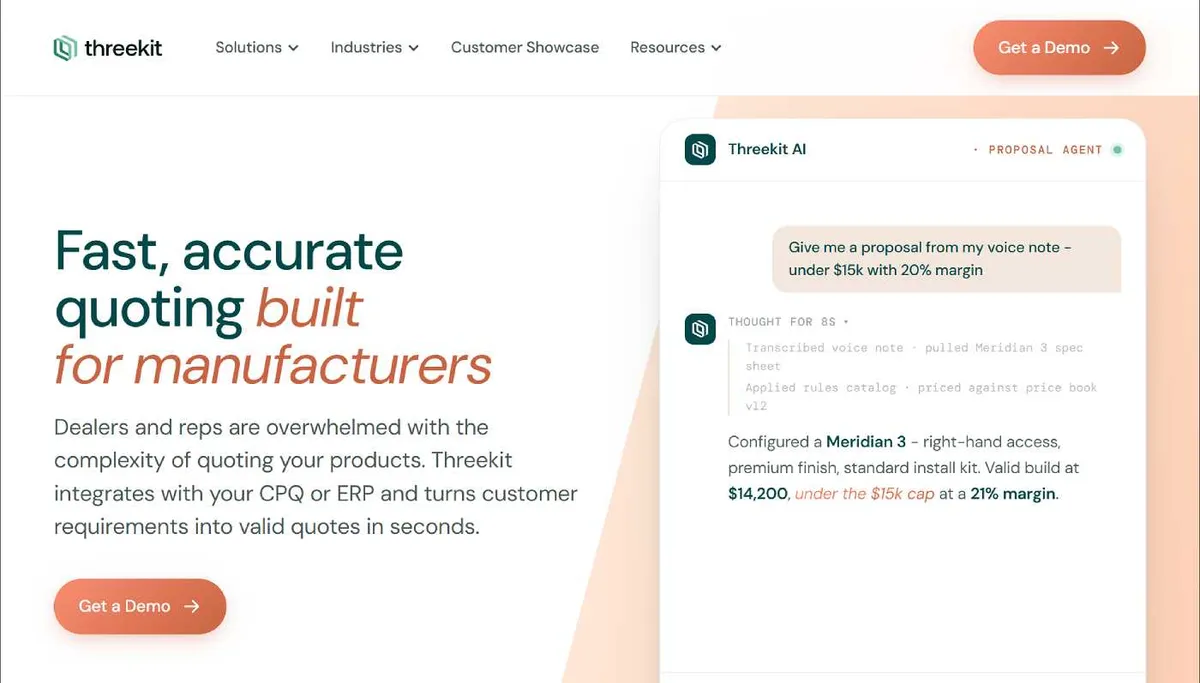 Threekit homepage