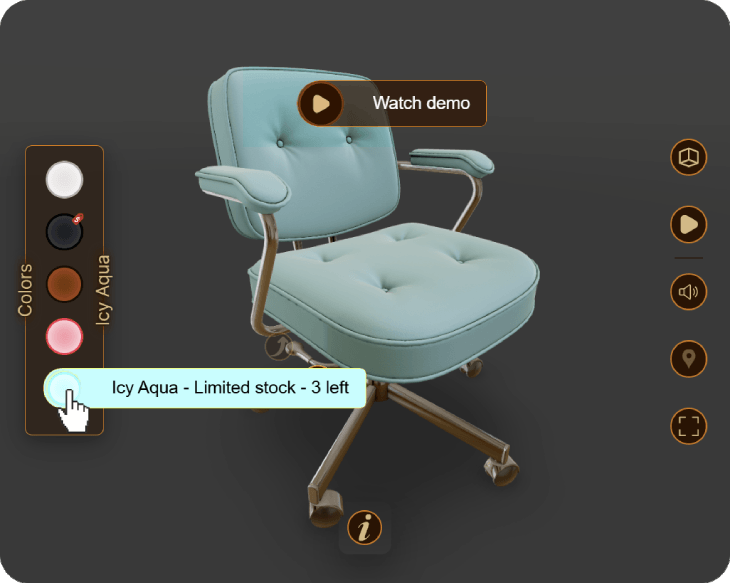 Live 3D viewer with interactive controls